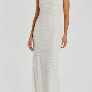 Mac Duggal White Fully Sequin 4418